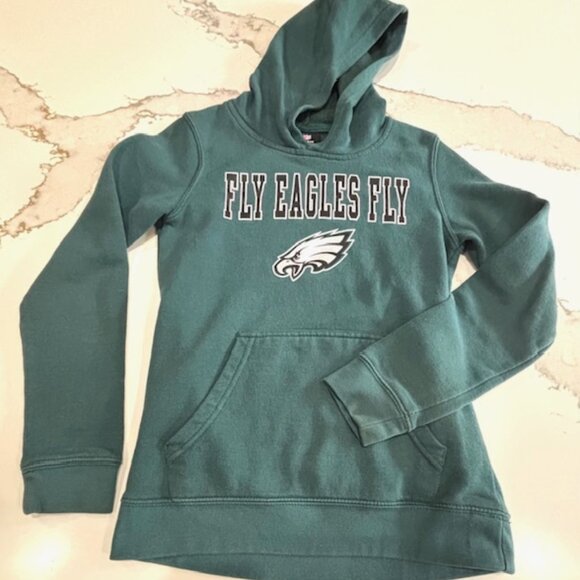 NFL Team Apparel Philadelphia "Fly Eagles Fly" Green Hoodie Sweatshirt Youth Med - Picture 2 of 9